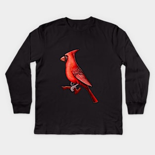 Red Cardinal bird cute cardinal Kids Long Sleeve T-Shirt